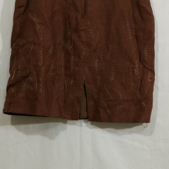 John Roberts 100% Linen Sleeveless Sheath Dress Brown Size 12 Lined - Picture 8 of 8